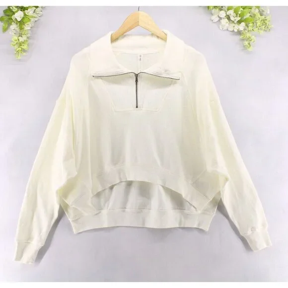 Daily Practice by Anthropologie Women's Half-Zip Pullover Vanilla Sz S NWT - Picture 2 of 8